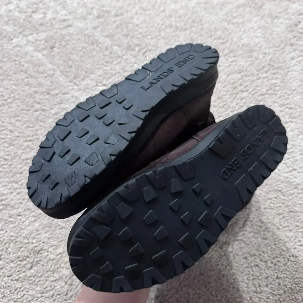 Lands End Commuter Suede Leather Brown Winter Pull On Boots Women's Size 9.5 - Picture 11 of 11